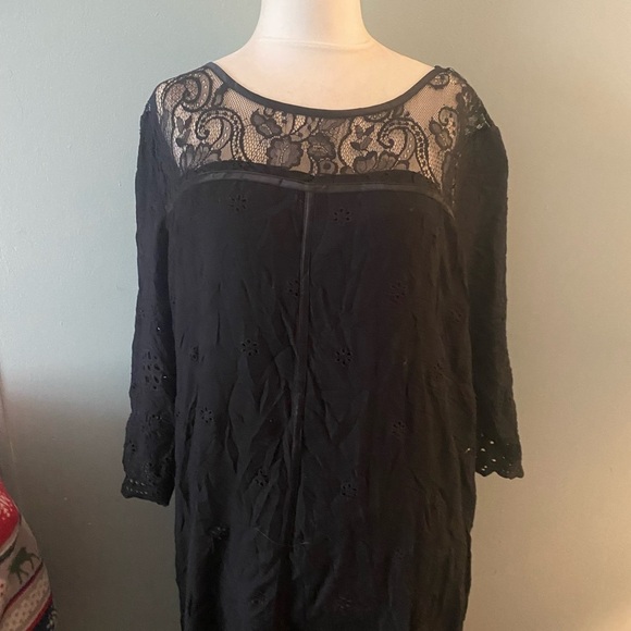 Sundance Nadine Drop Waist Lace Eyelet Midi Shift dress - Picture 8 of 12